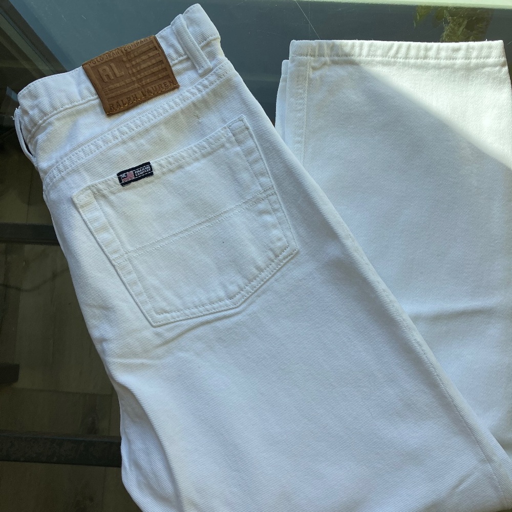 Ralph Lauren Vintage Saturday Cropped White Jeans - Size 12